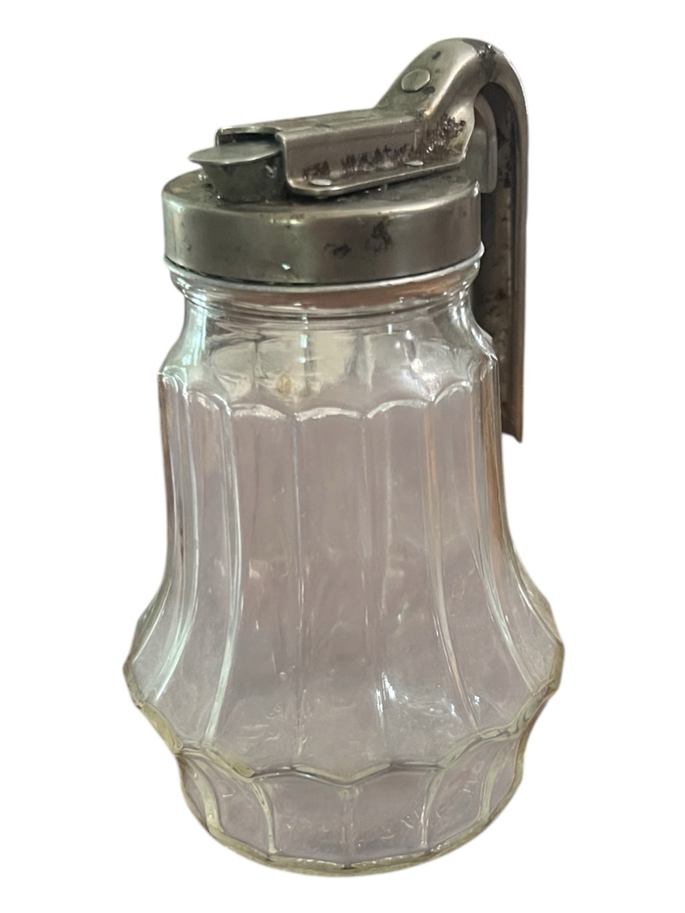 Vtg Chicago Federal Tool Corp Syrup Dispenser Clear glass base & Metal lid